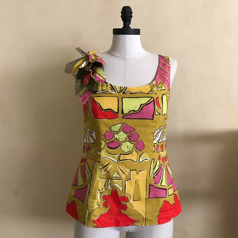 Anthropologie Abstract Print Cotton Top